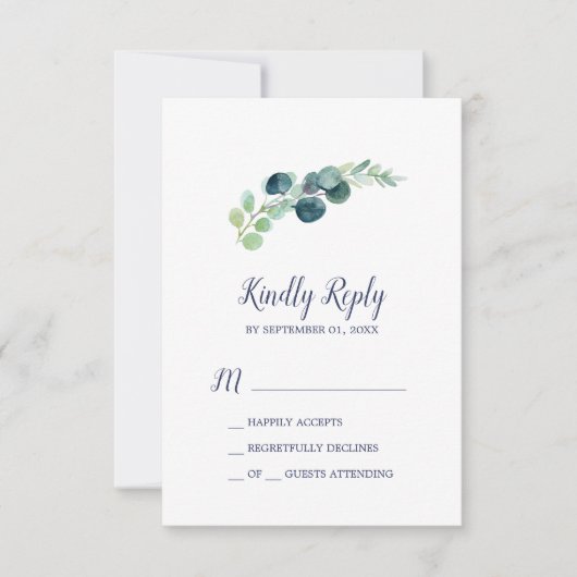Lush Greenery & Eucalyptus Simple RSVP-kaart RSVP Kaartje (Voorkant)