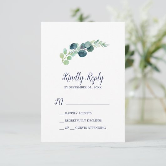 Lush Greenery & Eucalyptus Simple RSVP-kaart RSVP Kaartje (Staand voorkant)