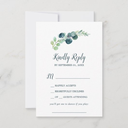 Lush Greenery & Eucalyptus Song Request RSVP Card Kaartje (Voorkant)