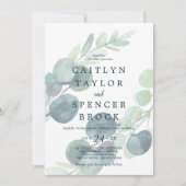 Lush Greenery Faded Eucalyptus Wedding Kaart (Voorkant)