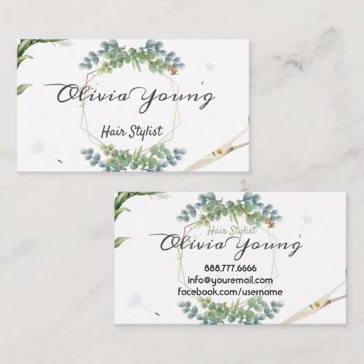 Lush Greenery floral Natural Dandelion Visitekaartje (Voorkant / Achterkant)