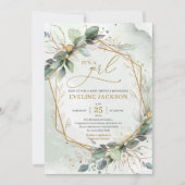 Lush greenery foliage Gold geometrisch het is een  Kaart (Voorkant)