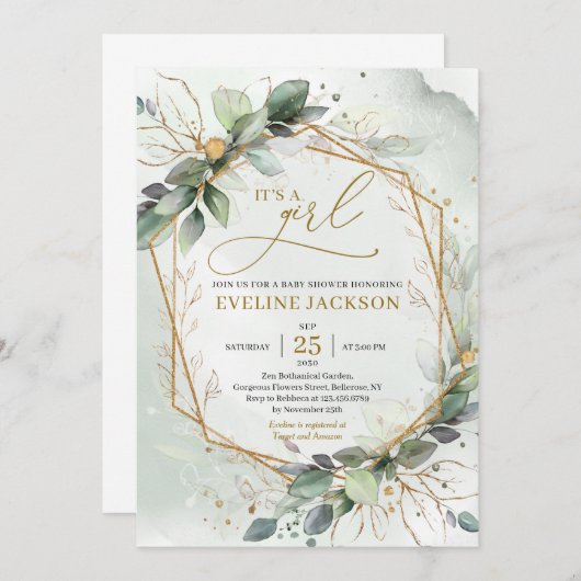 Lush greenery foliage Gold geometrisch het is een  Kaart (Voorkant / Achterkant)