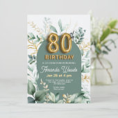 Lush Greenery Gold 80e verjaardag Kaart (Staand voorkant)