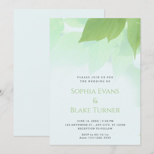 Lush Greenery Modern Botanical Green Wedding Kaart (Voorkant / Achterkant)