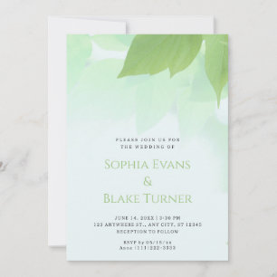 Lush Greenery Modern Botanical Green Wedding Kaart