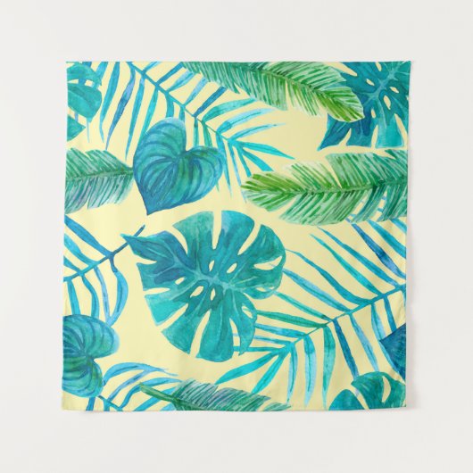 Lush Greenery of tropische planten uit oerwoud. En Wandkleed (Voorkant (horizontaal))