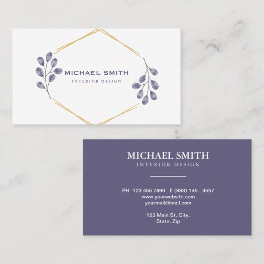 Lush Greenery Roos Gold Geometric Visitekaartje (Voorkant / Achterkant)