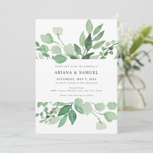 Lush Greenery trouwuitnodiging 4197 Kaart (Staand voorkant)