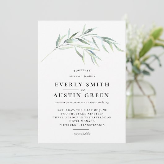 Lush Greenery Wedding Invitation Kaart (Staand voorkant)