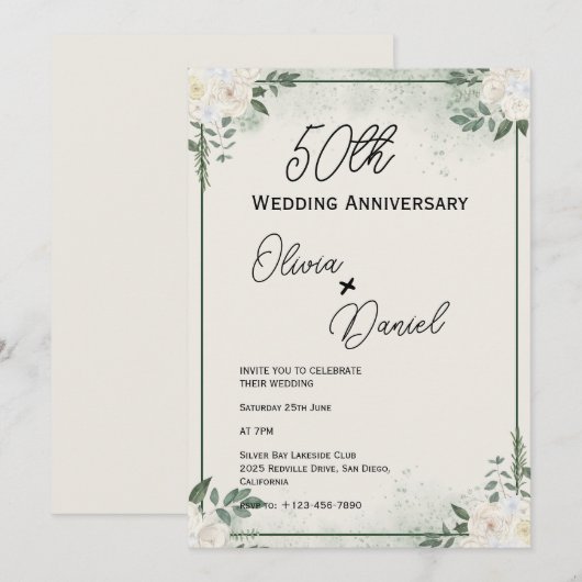 Lush Greenery Wedding Jubileum Uitnodigingen (Voorkant / Achterkant)