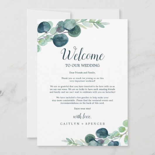 Lush Greenery Welcome Letter & Itinerary (Voorkant)