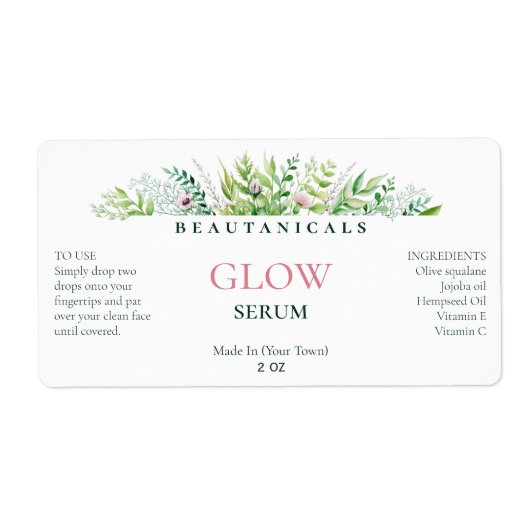 Lush Greenery White Serum Labels (Voorkant)
