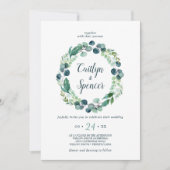 Lush Greenery Wreath Casual Wedding Kaart (Voorkant)