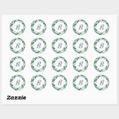 Lush Greenery Wreath Monogram Envelope Seals Ronde Sticker (Vel)