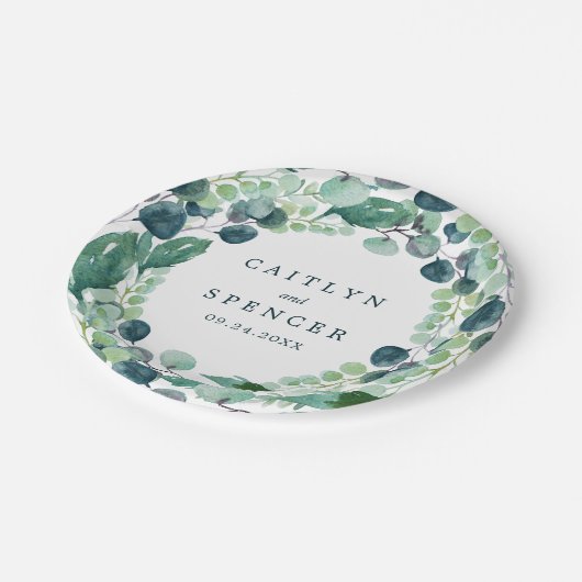 Lush Greenery Wreath Wedding Reception Papieren Bordje (Gekanteld)