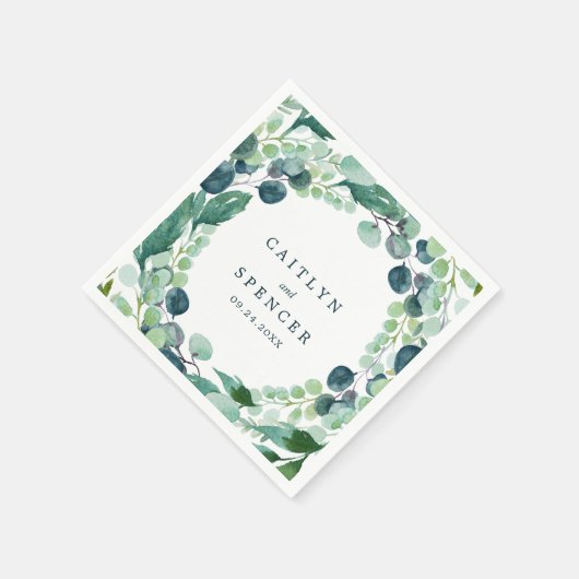 Lush Greenery Wreath Wedding Servet (Hoek)