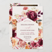 Lush Herfst Bloemen Huwelijksuitnodiging met QR-co Kaart (Voorkant / Achterkant)