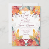 Lush Herfst in liefde Waterverf bladeren bruiloft Kaart (Voorkant)