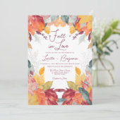 Lush Herfst in liefde Waterverf bladeren bruiloft Kaart (Staand voorkant)