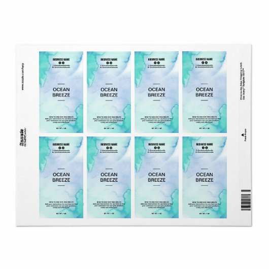 Lush Ink Blue Soy Wax Melt Labels (Full Sheet)