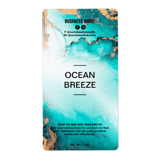 Lush Ink Ocean Blue Soy Wax Melt Labels (Voorkant)