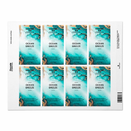 Lush Ink Ocean Blue Soy Wax Melt Labels (Full Sheet)