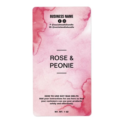 Lush Ink Pink Soy Wax Melt Labels (Voorkant)