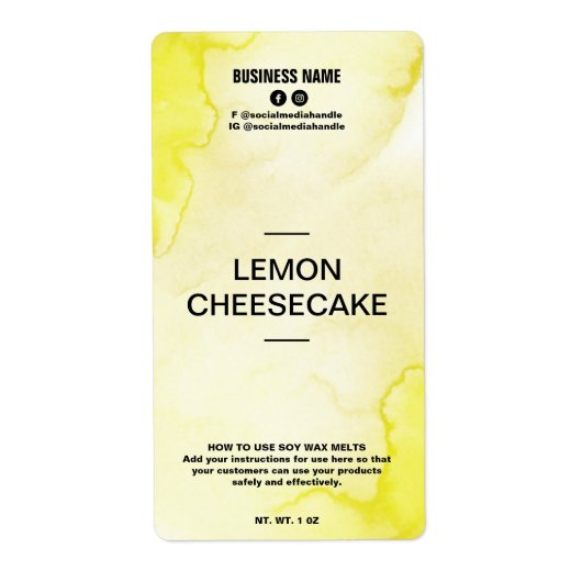 Lush Ink Yellow Soy Wax Melt Labels (Voorkant)