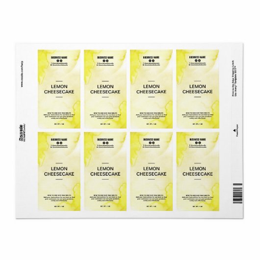 Lush Ink Yellow Soy Wax Melt Labels (Full Sheet)