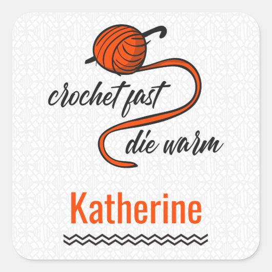 Lush Lava Oranje Crochet Fast, Die Warm Vierkante Sticker (Voorkant)