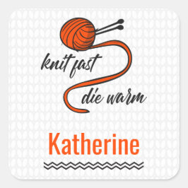 Lush Lava Oranje Knit Fast, Die Warm Vierkante Sticker