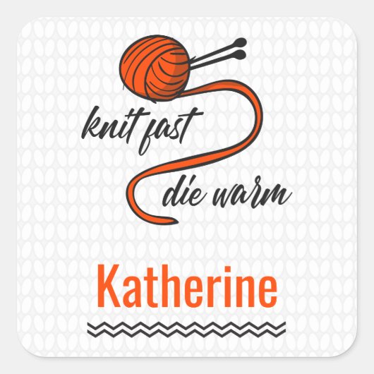 Lush Lava Oranje Knit Fast, Die Warm Vierkante Sticker (Voorkant)