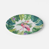 Lush Leafy | Elegante roze flamingo kroon tropisch Papieren Bordje (Gekanteld)
