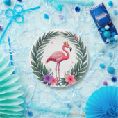 Lush Leafy | Elegante roze flamingo kroon tropisch Papieren Bordje (Feest)
