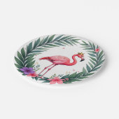 Lush Leafy | Elegante roze flamingo kroon tropisch Papieren Bordje (Gekanteld)