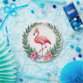Lush Leafy | Elegante roze flamingo kroon tropisch Papieren Bordje (Feest)