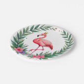 Lush Leafy | Elegante roze flamingo kroon tropisch Papieren Bordje (Gekanteld)