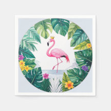 Lush Leafy | Elegante roze flamingo kroon tropisch