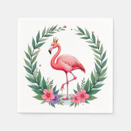 Lush Leafy | Elegante roze flamingo kroon tropisch Servet