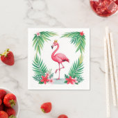 Lush Leafy | Elegante roze flamingo kroon tropisch Servet (Insitu)