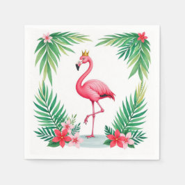 Lush Leafy | Elegante roze flamingo kroon tropisch Servet