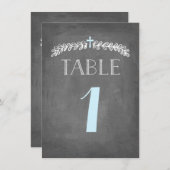 Lush Leaves Blue | Doopsel Tafelnummer Kaart (Voorkant / Achterkant)