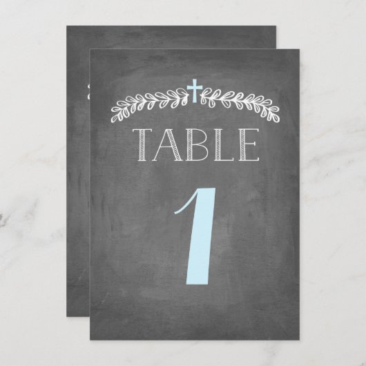 Lush Leaves Blue | Doopsel Tafelnummer Kaart (Voorkant / Achterkant)