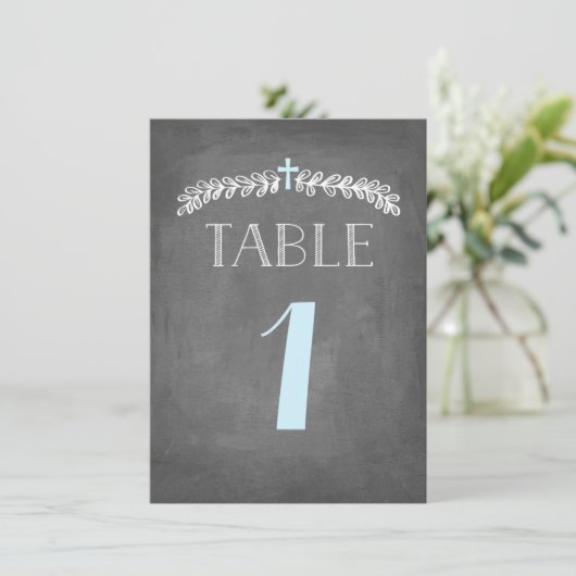 Lush Leaves Blue | Doopsel Tafelnummer Kaart (Staand voorkant)