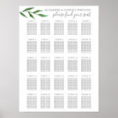Lush Leaves Elegant 25 Table Wedding Seating Chart Poster (Voorkant)