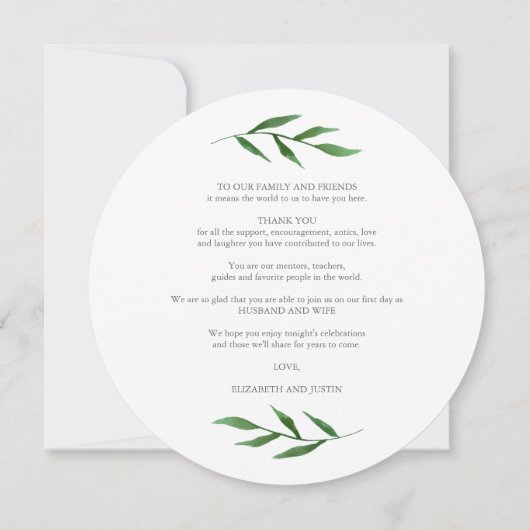 Lush Leaves Elegant Bedankt met Bericht op Terug Kaart (Achterkant)