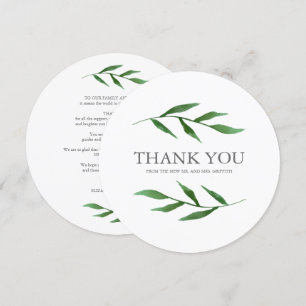 Lush Leaves Elegant Bedankt met Bericht op Terug Kaart