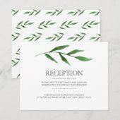 Lush Leaves Elegant Waterverf bruiloft receptie Informatiekaartje (Voorkant / Achterkant)