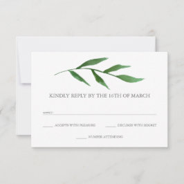 Lush Leaves Elegant Waterverf Bruiloft RSVP